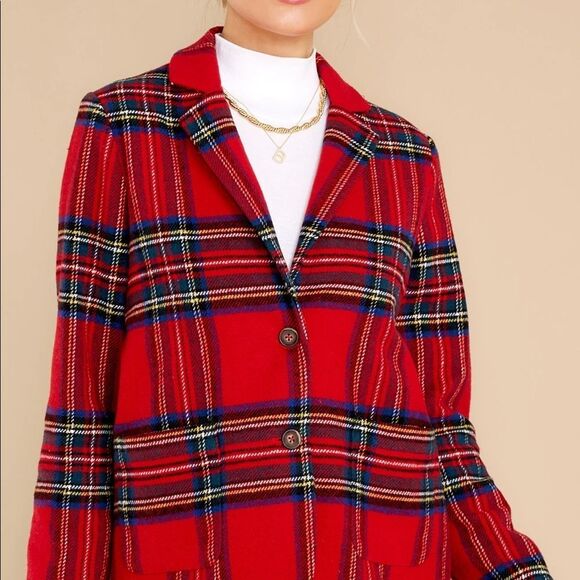 Chic Plaid Blazer in Red ❤️ - Picture 8 of 9